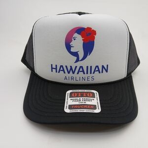 OTTO Black and White Hawaiian Airlines Trucker Foam Trucker Hat